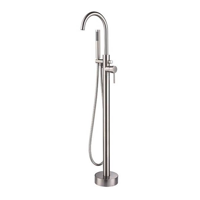 Lexora Lago Free Standing Bathtub Filler/Faucet w/ Handheld Showerwand - Brushed Nickel