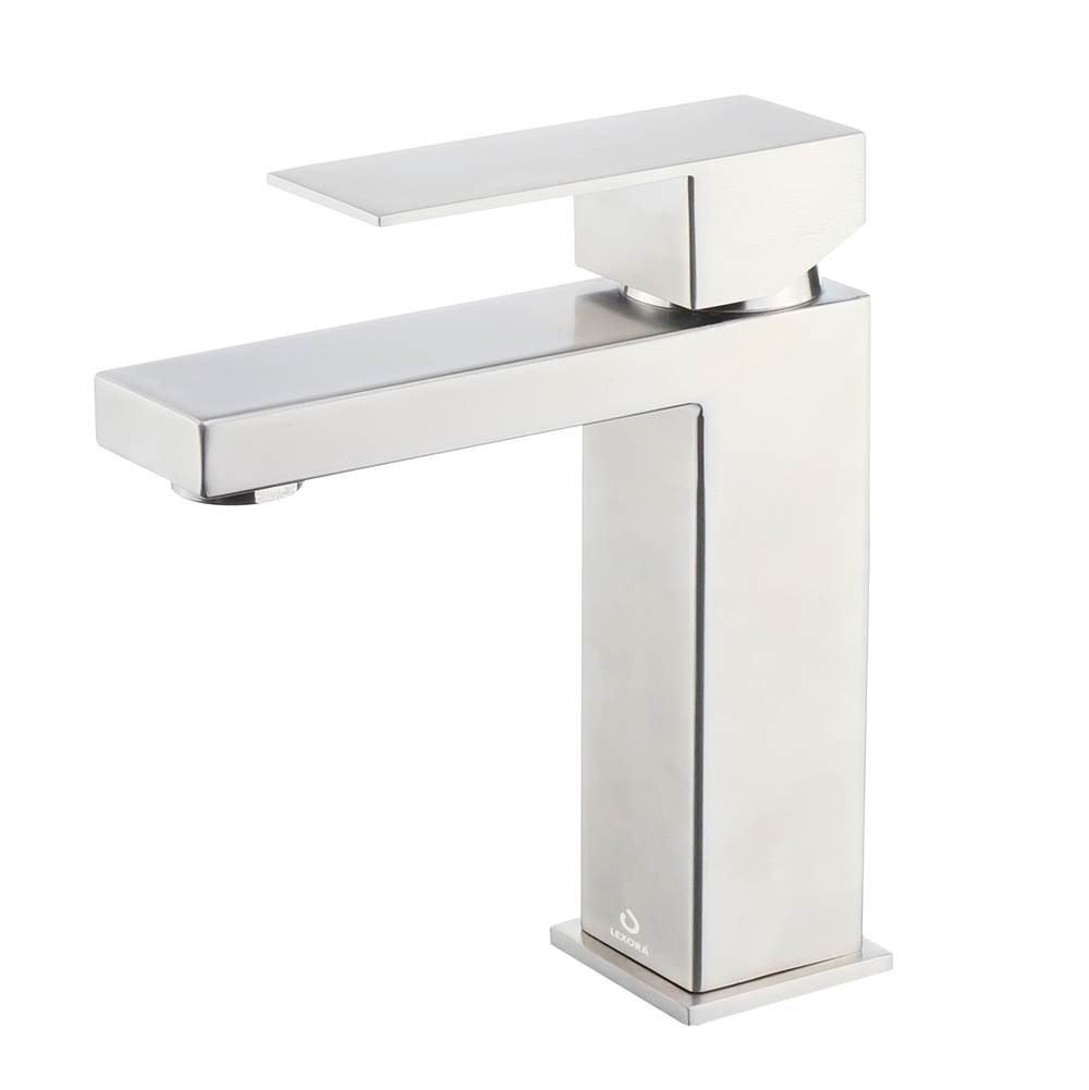 Lexora Monte Stainless Steel Single Hole Bathroom Faucet - Satin Nickel