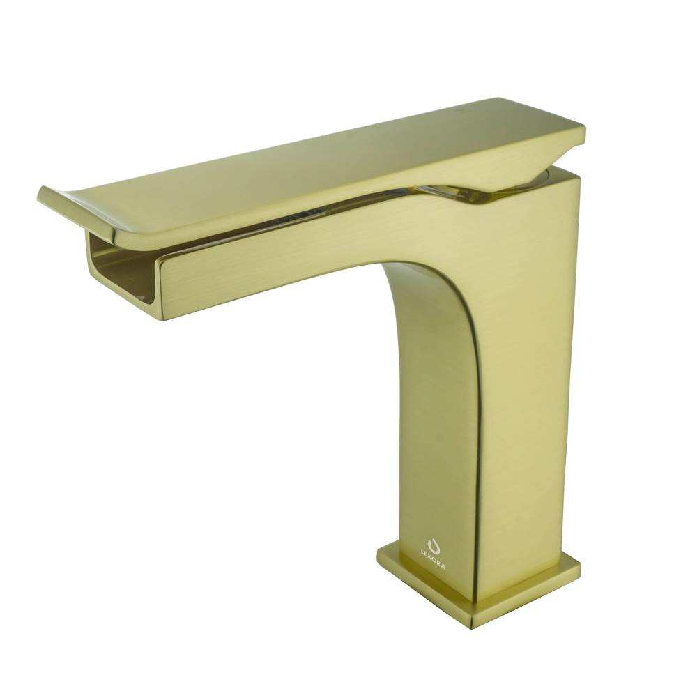 Lexora Balzani Brass Single Hole Waterfall Bathroom Faucet - Brushed Brass