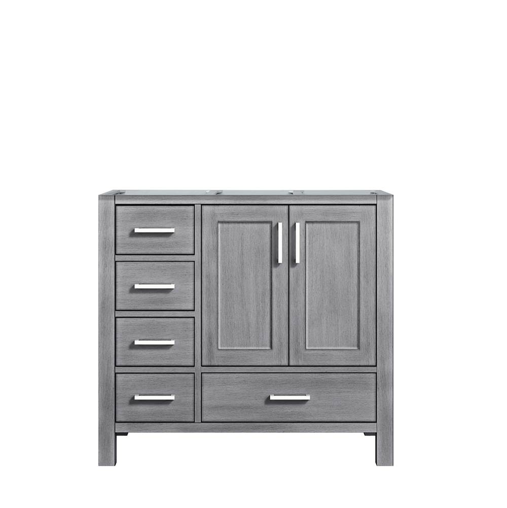 Lexora Jacques 36'' Distressed Grey Vanity Cabinet Only - Right Version
