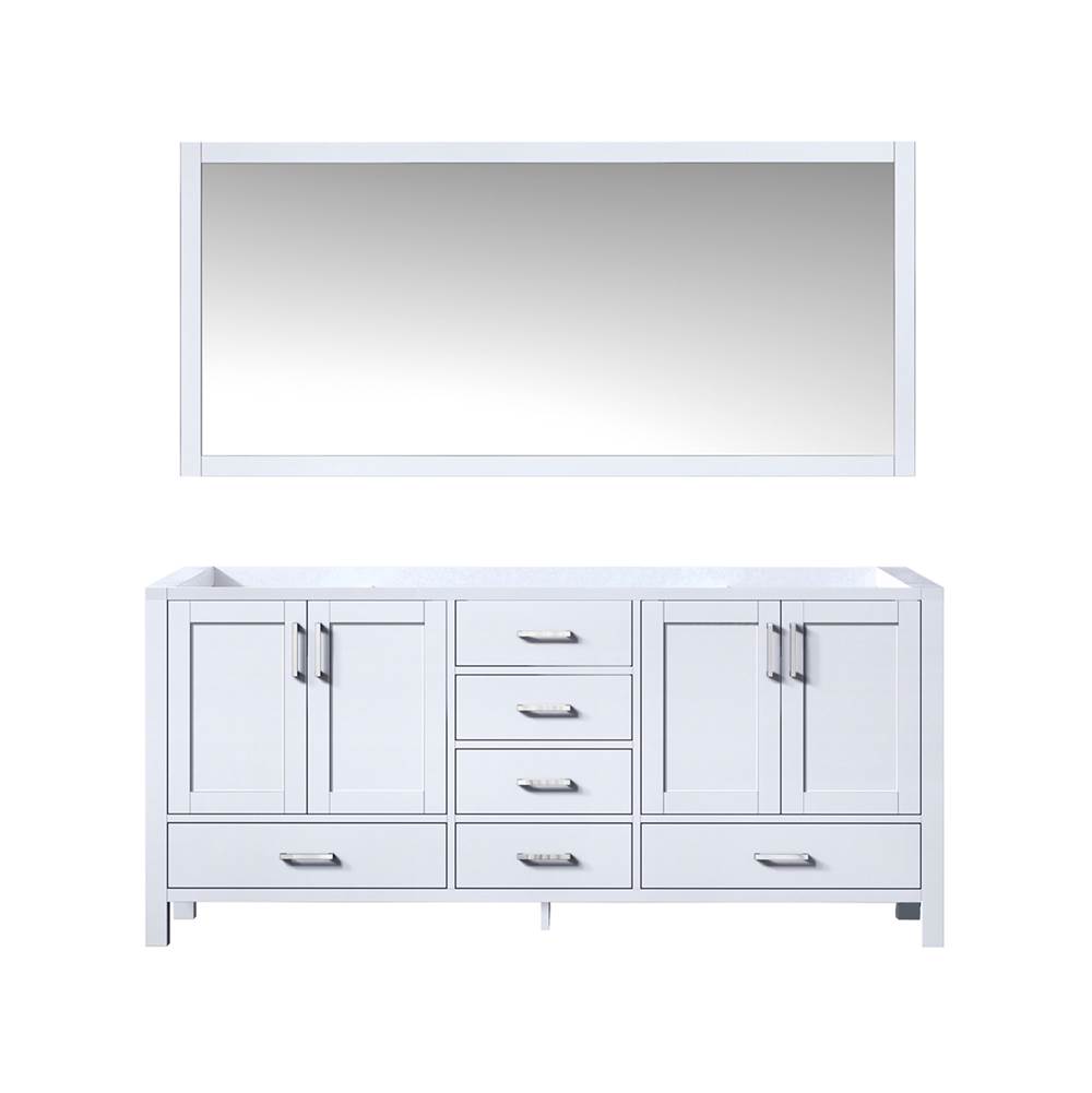 Lexora Jacques 72'' White Double Vanity, no Top and 70'' Mirror