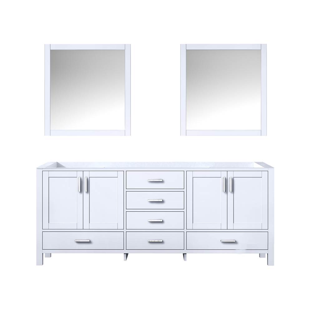 Lexora Jacques 80'' White Double Vanity, no Top and 30'' Mirrors
