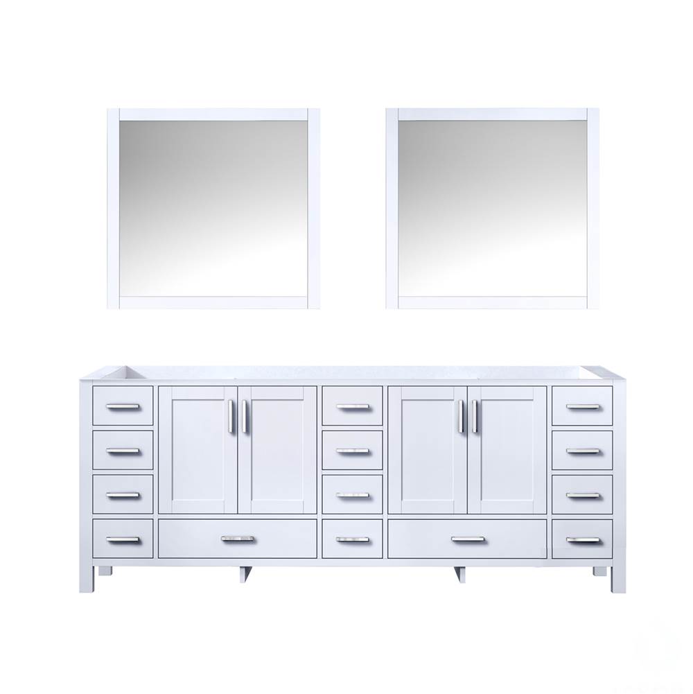 Lexora Jacques 84'' White Double Vanity, no Top and 34'' Mirrors