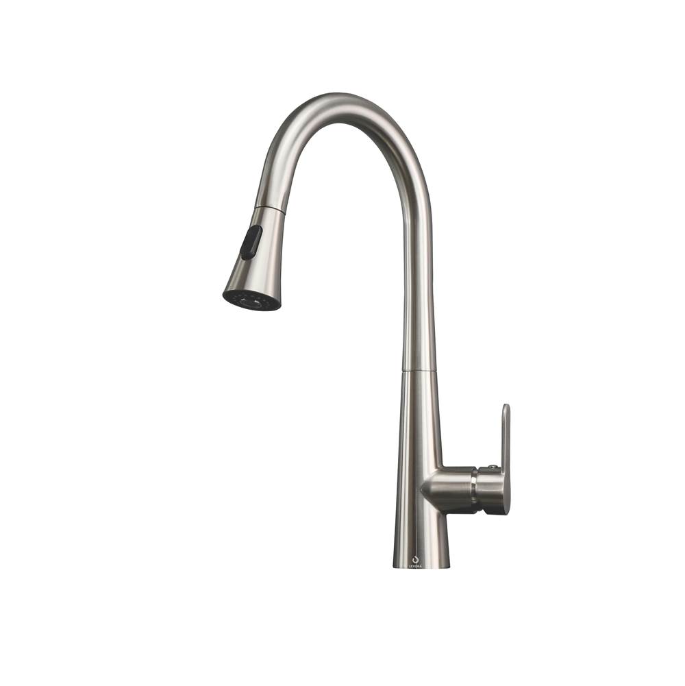 Lexora Furio Brass Kitchen Faucet w/ Pull Out Sprayer - Brushed Nickel