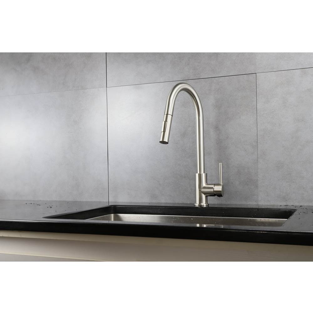 Lexora Olivi Brass Kitchen Faucet w/ Pull Out Sprayer - Brushed Nickel