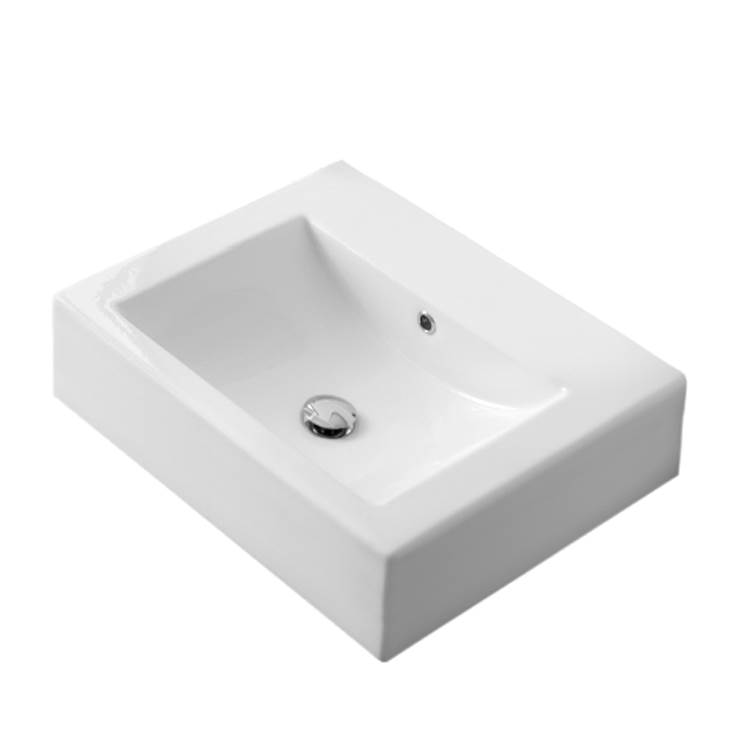 Nameeks Square White Ceramic Wall Mounted or Vessel Sink