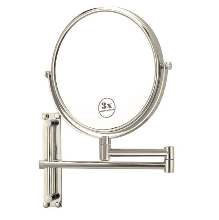 Nameeks Satin Nickel Round Wall Mounted Double Face 3x Makeup Mirror