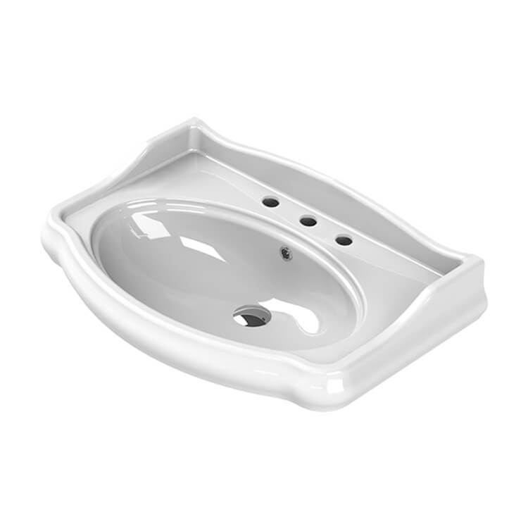 Nameeks Rectangle White Ceramic Wall Mounted Sink