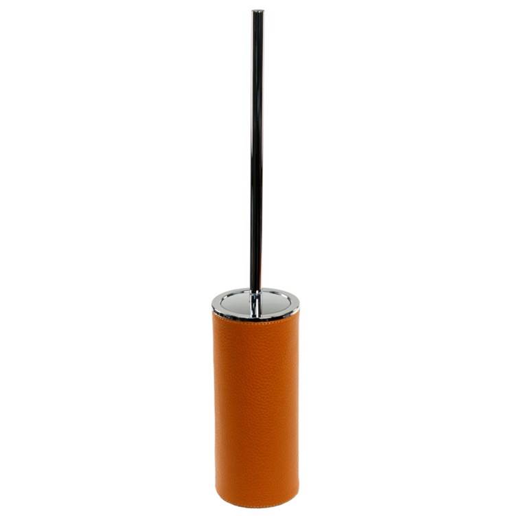Nameeks Free Standing Toilet Brush Holder Made From Faux Leather in Orange Finish