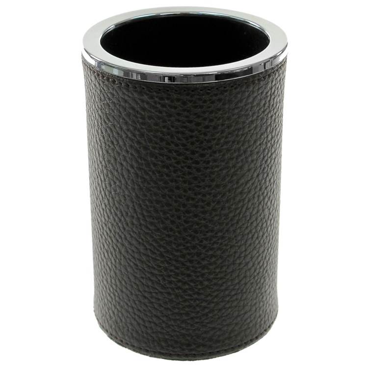 Nameeks Round Toothbrush Holder Made From Faux Leather in Wenge Finish