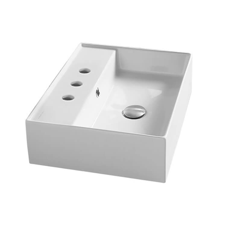 Nameeks Rectangular White Ceramic Vessel Sink