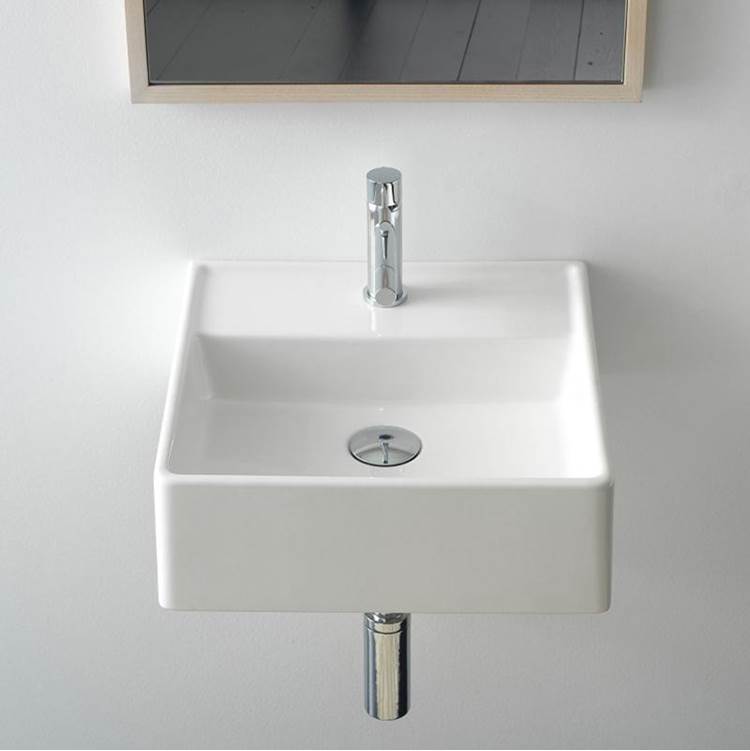 Nameeks Square White Ceramic Wall Mounted or Vessel Sink