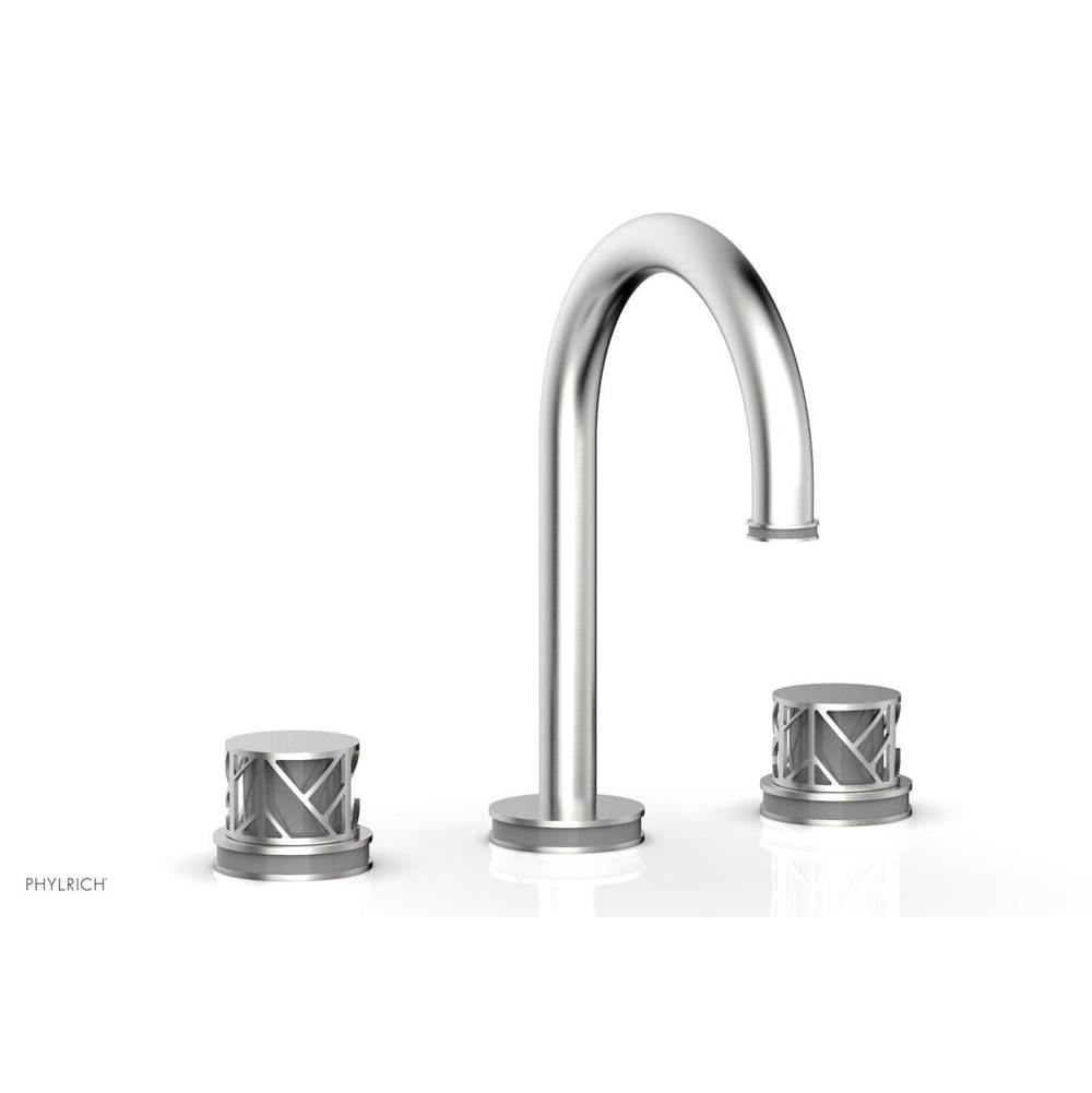 Phylrich Burnished Nickel Jolie Widespread Lavatory Faucet With Gooseneck Spout, Round Cutaway Handles, And Grey Accents - 1.2GPM