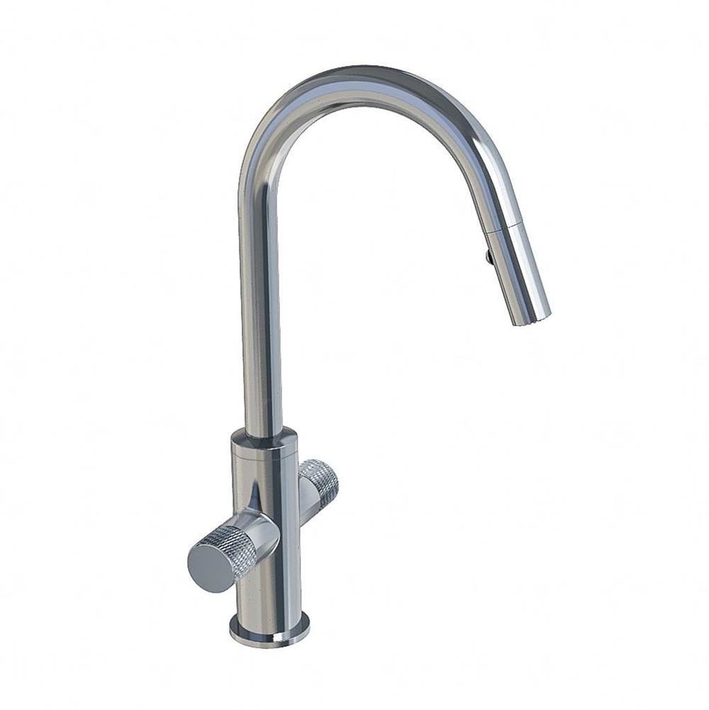 In2aqua Edge Two-Knurl Handle Kitchen Faucet With Swivel Spout And Pull-Down Spray, Chrome