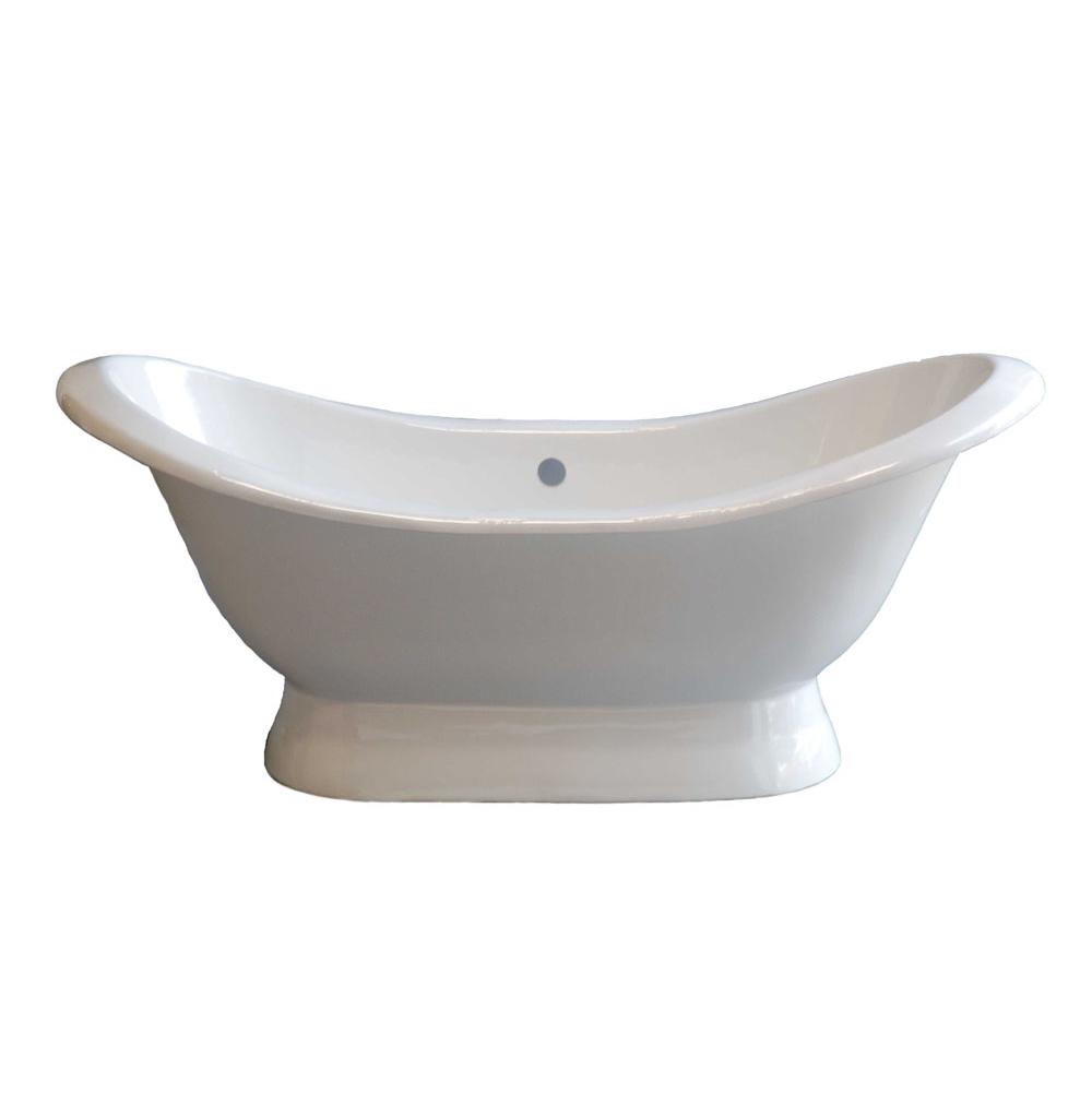 Strom Living P0998 The Echo 6'' Acrylic Double Ended Slipper Tub On Pedestal Without Faucet Ho