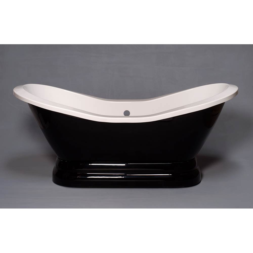 Strom Living The Echo Black & White 6'' Acrylic Double Ended Slipper Tub On Pedestal Without Faucet Holes