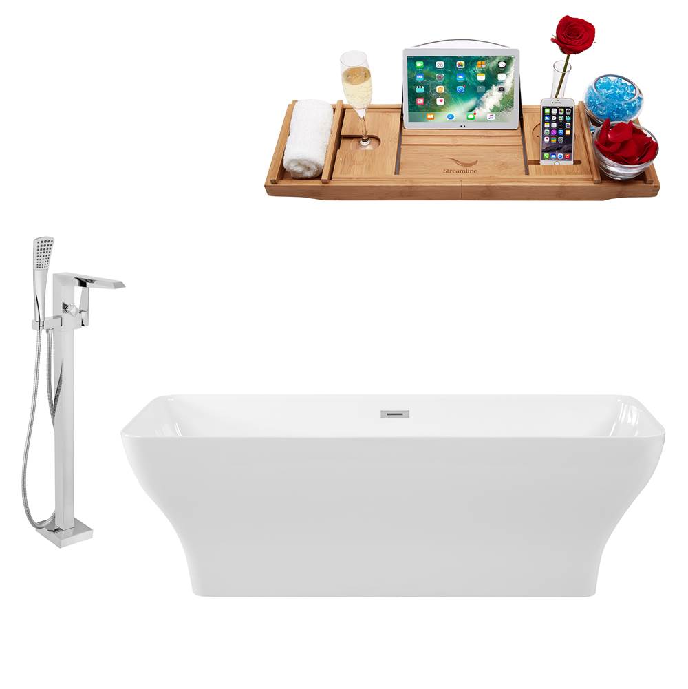 Streamline Bath Tub, Faucet and Tray Set Streamline 67'' Freestanding KH81-100
