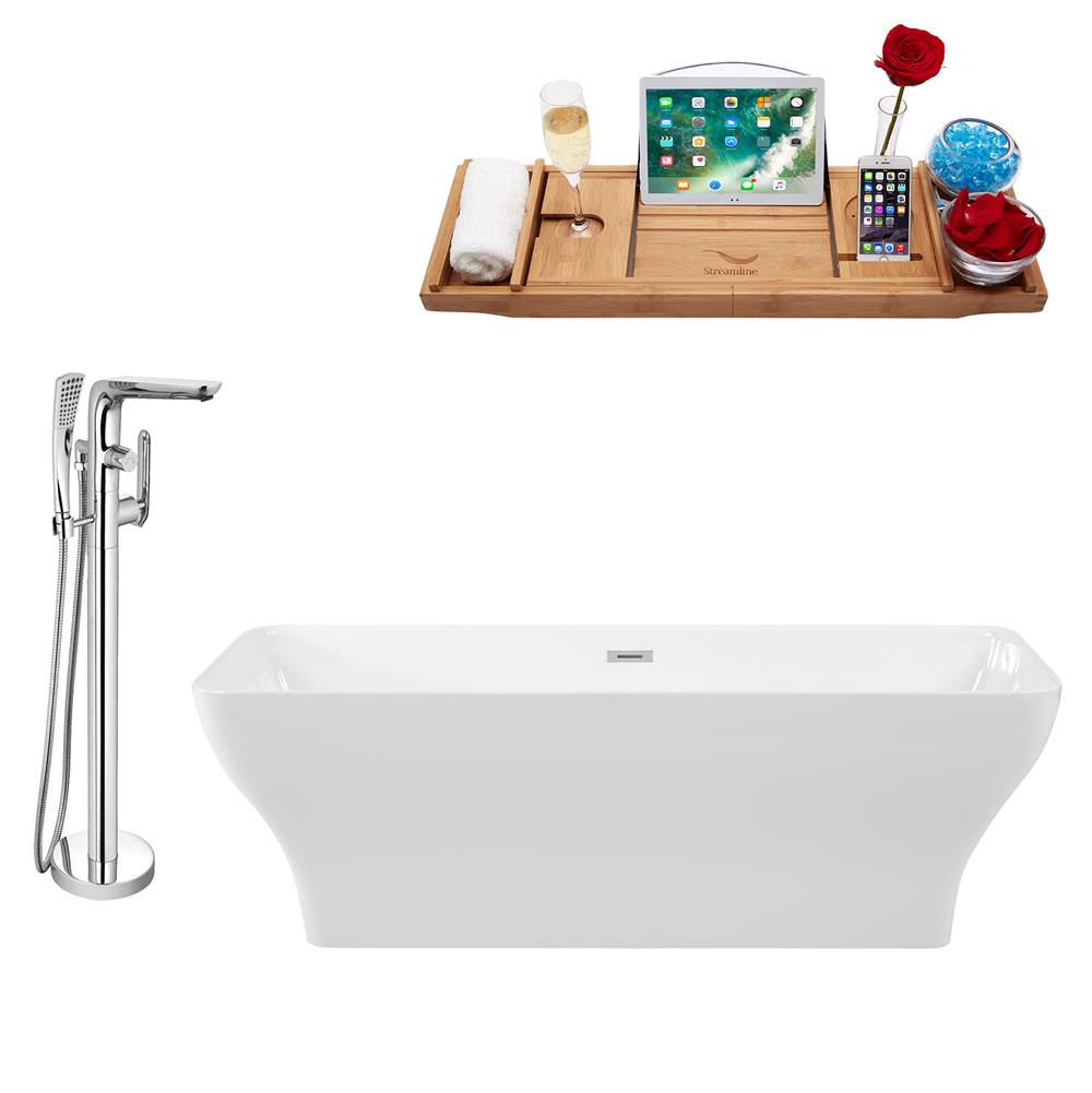 Streamline Bath Tub, Faucet and Tray Set Streamline 67'' Freestanding KH81-120