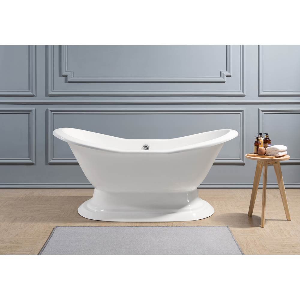 Streamline Bath 72'' Cast Iron R5200CH Soaking freestanding Tub and Tray with External Drain