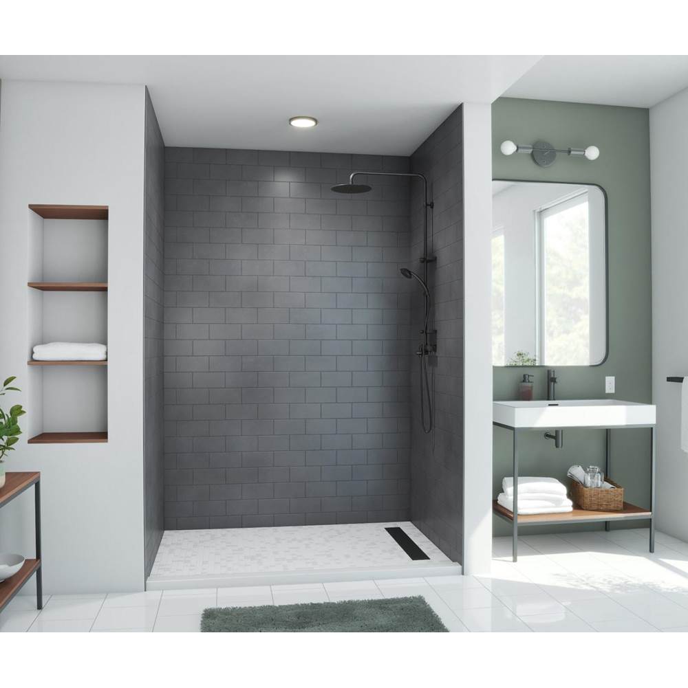Swan MTMK96-4262 42 x 62 x 96 Swanstone® Metro Subway Tile Glue up Shower Wall Kit in Charcoal Gray