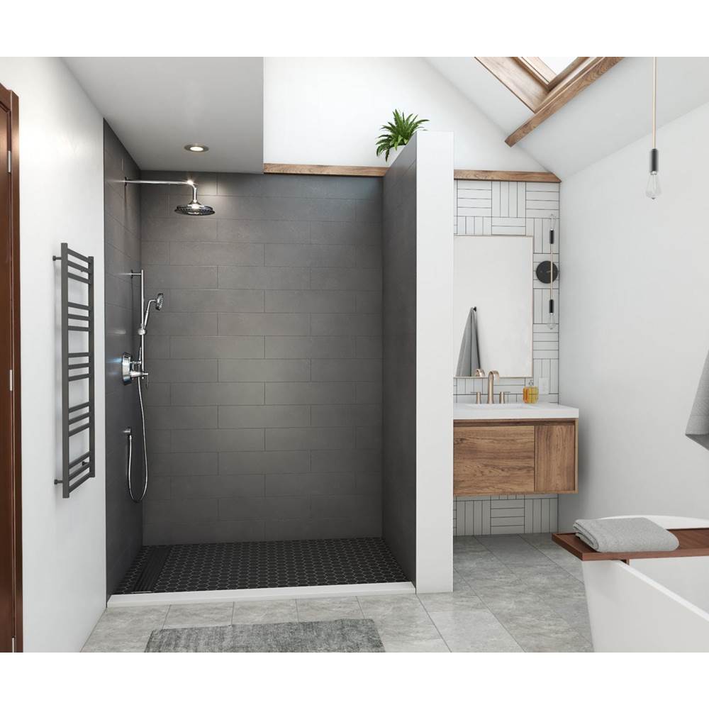 Swan MSMK96-4262 42 x 62 x 96 Swanstone® Modern Subway Tile Glue up Shower Wall Kit in Charcoal Gray