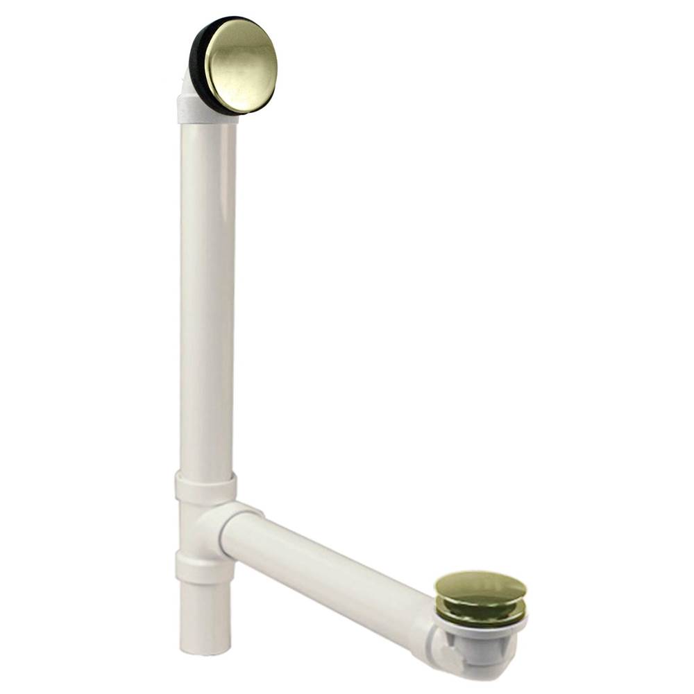 Westbrass Illusionary Overflow 12 in. and 4 in. Sch. 40 PVC Bath Waste and Overflow with Tip-Toe Bath Drain in Polished Brass