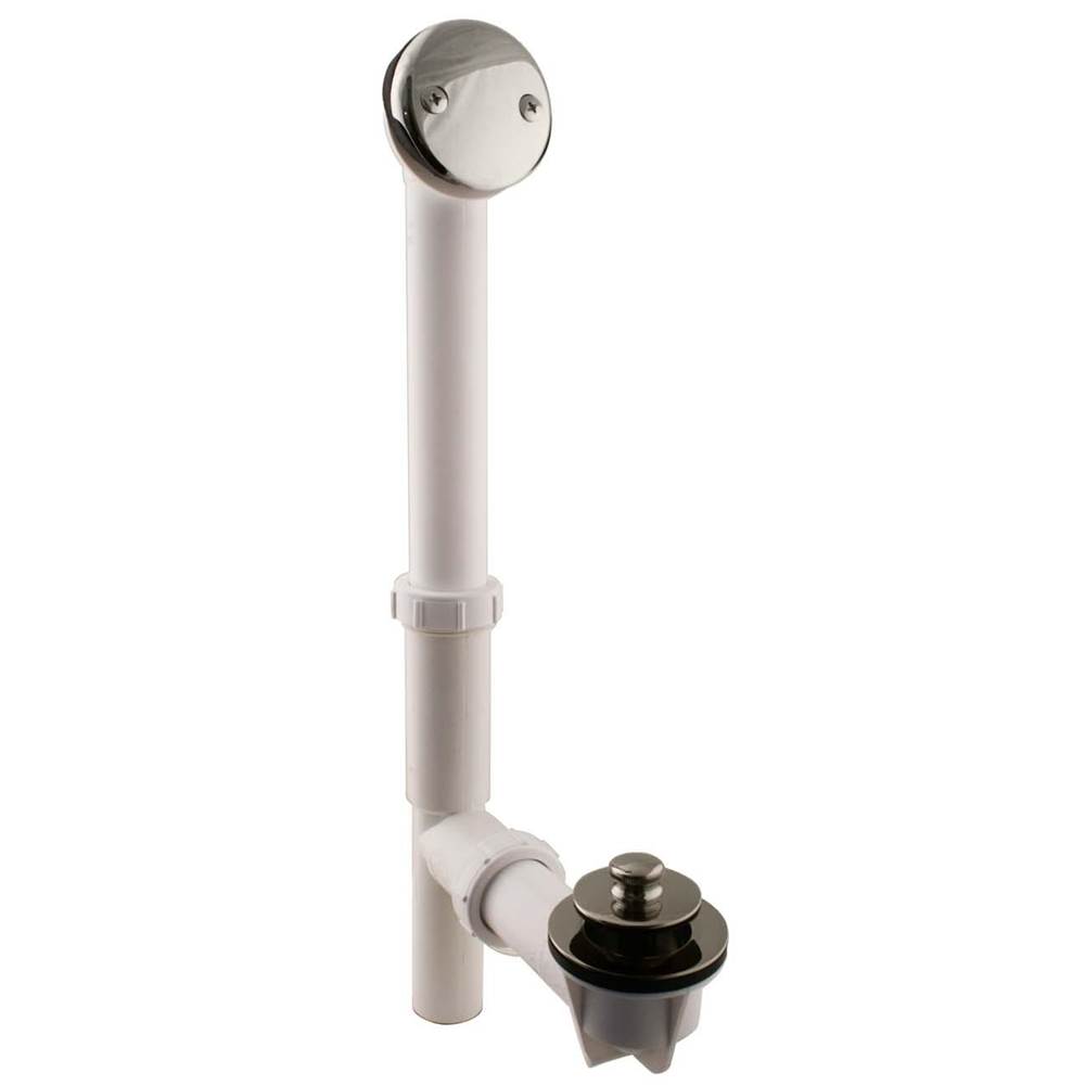 Westbrass White 1-1/2 in. Tubular Pull and Drain Bath Waste in Polished Nickel