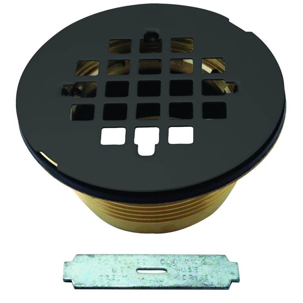 Westbrass Brass Body Compression Shower Drain with Grid in Powdercoated Flat Black