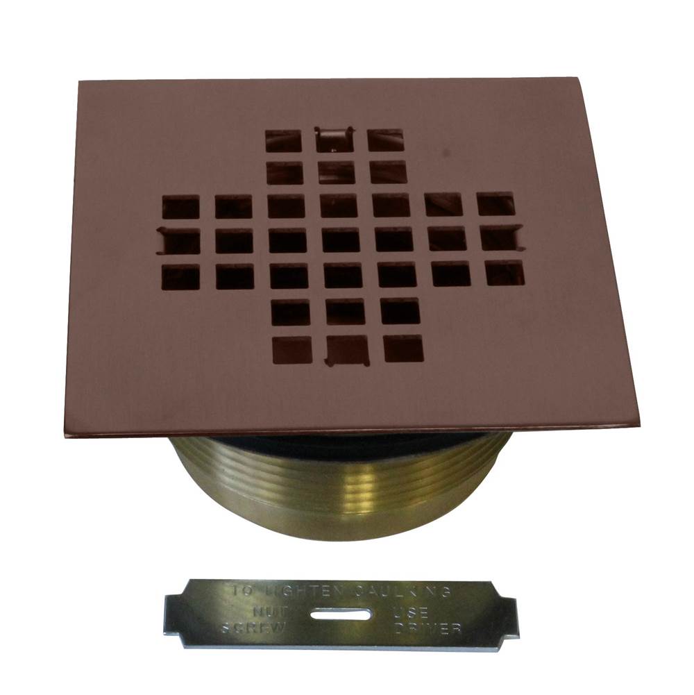 Westbrass 2 in. Brass Shower Drain with 4-1/4 in. Square Cover in Oil Rubbed Bronze