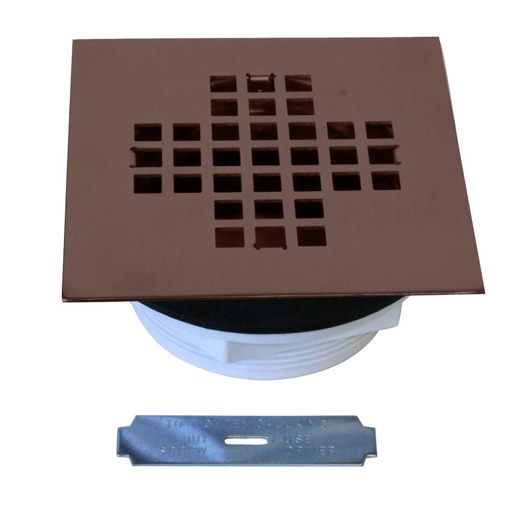 Westbrass 2 in. Sch 40 PVC Shower Drains with 4-1/4 in. Square Cover in Oil Rubbed Bronze