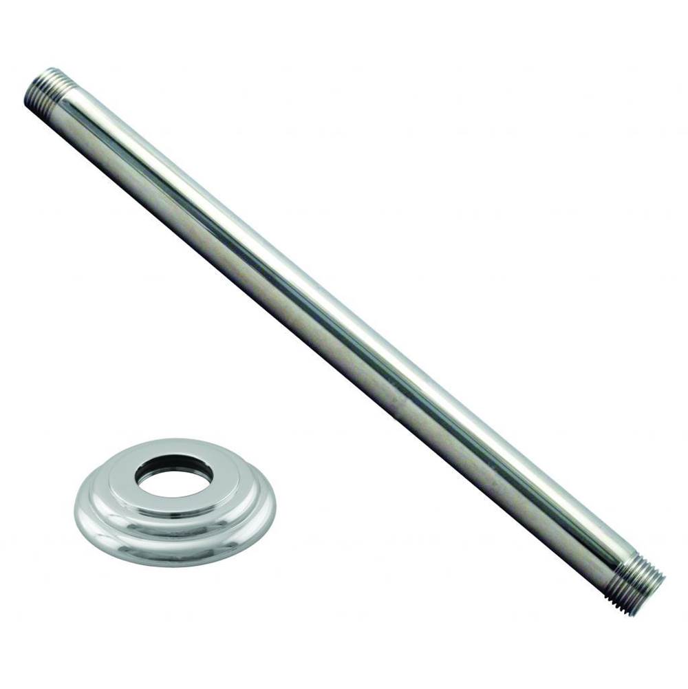 Westbrass 1/2 in. IPS x 12 in. Ceiling Mounted Shower Arm with Flange in Polished Chrome