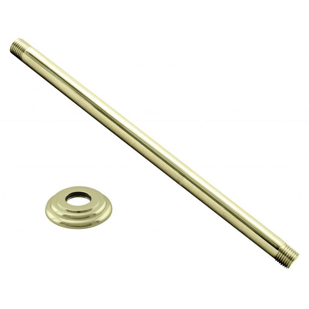 Westbrass 1/2 in. IPS x 19 in. Ceiling Mounted Shower Arm with Flange in Polished Brass