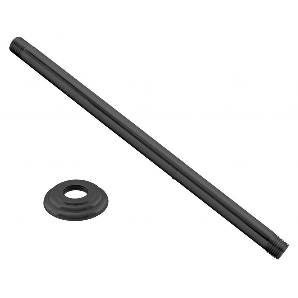 Westbrass 1/2 in. IPS x 19 in. Ceiling Mounted Shower Arm with Flange in Powdercoated Flat Black