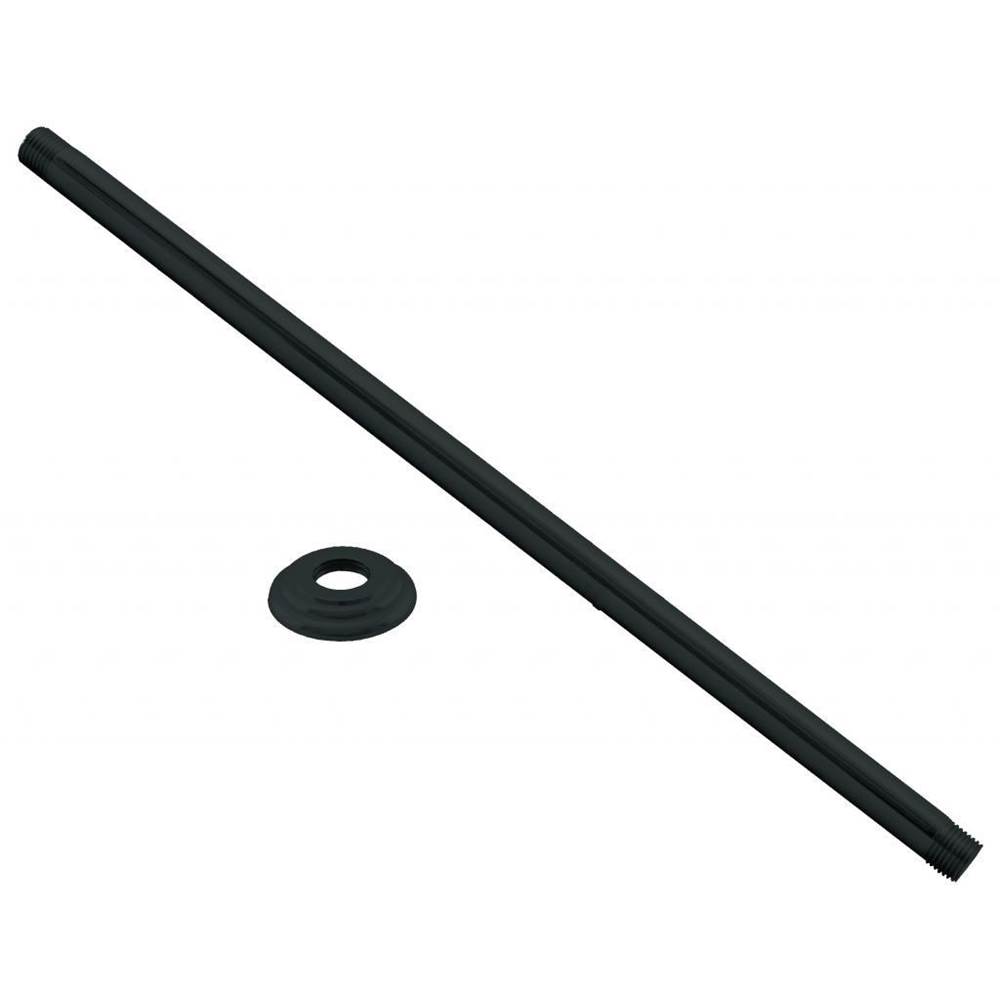 Westbrass 1/2 in. IPS x 36 in. Ceiling Mounted Shower Arm with Flange in Powdercoated Flat Black