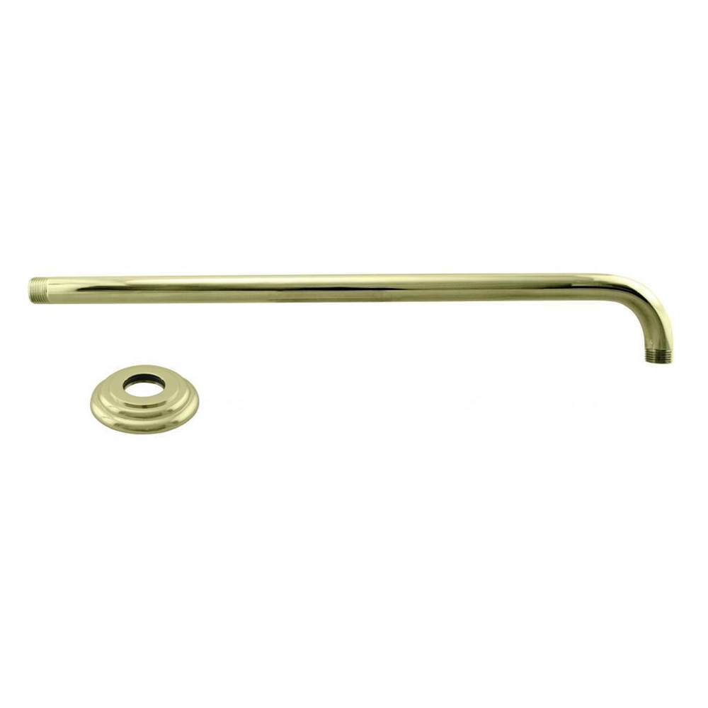 Westbrass 1/2 in. IPS x 19 in. 90-Degree Rain Shower Arm with Flange in Polished Brass