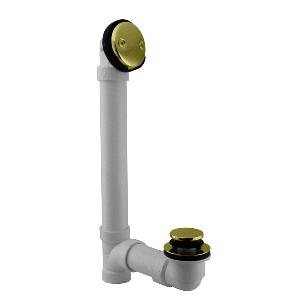 Westbrass Tip Toe Sch. 40 PVC Bath Waste with Two-Hole Elbow in Polished Brass