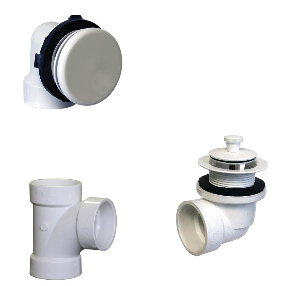 Westbrass Illusionary Overflow, Sch. 40 PVC Plumbers Pack with Lift and Turn Bath Drain in Powdercoated White