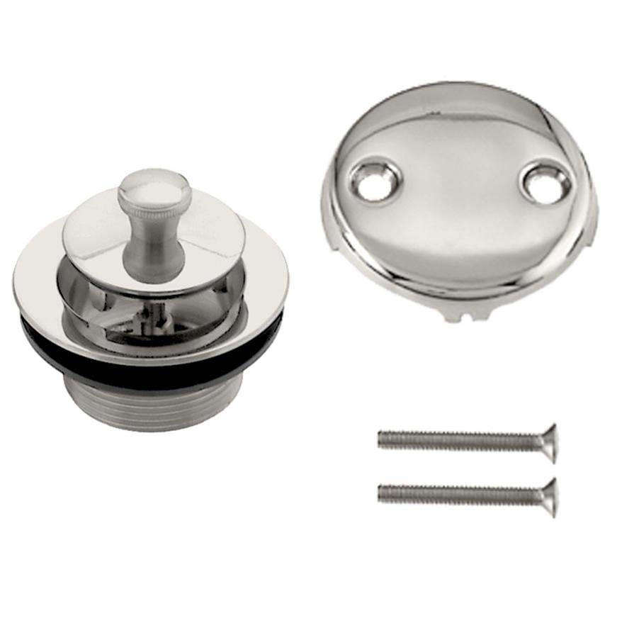 Westbrass Twist and Close Tub Trim Set with Two-Hole Overflow Faceplate in Polished Nickel