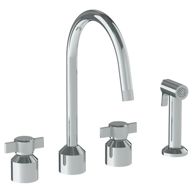 Watermark Deck Mounted 4 Hole Kitchen Set With Gooseneck Spout - Includes Side Spray