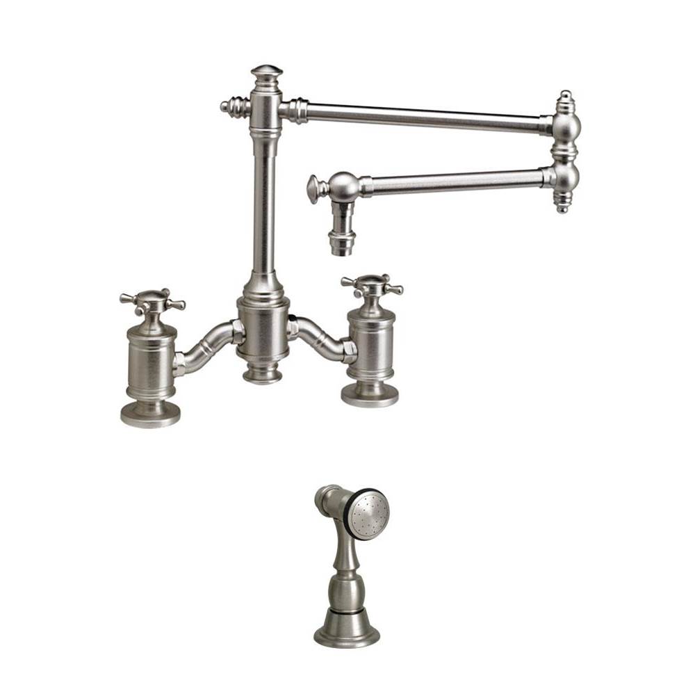 Waterstone Waterstone Towson Bridge Faucet - 18'' Articulated Spout - Cross Handles w/ Side Spray