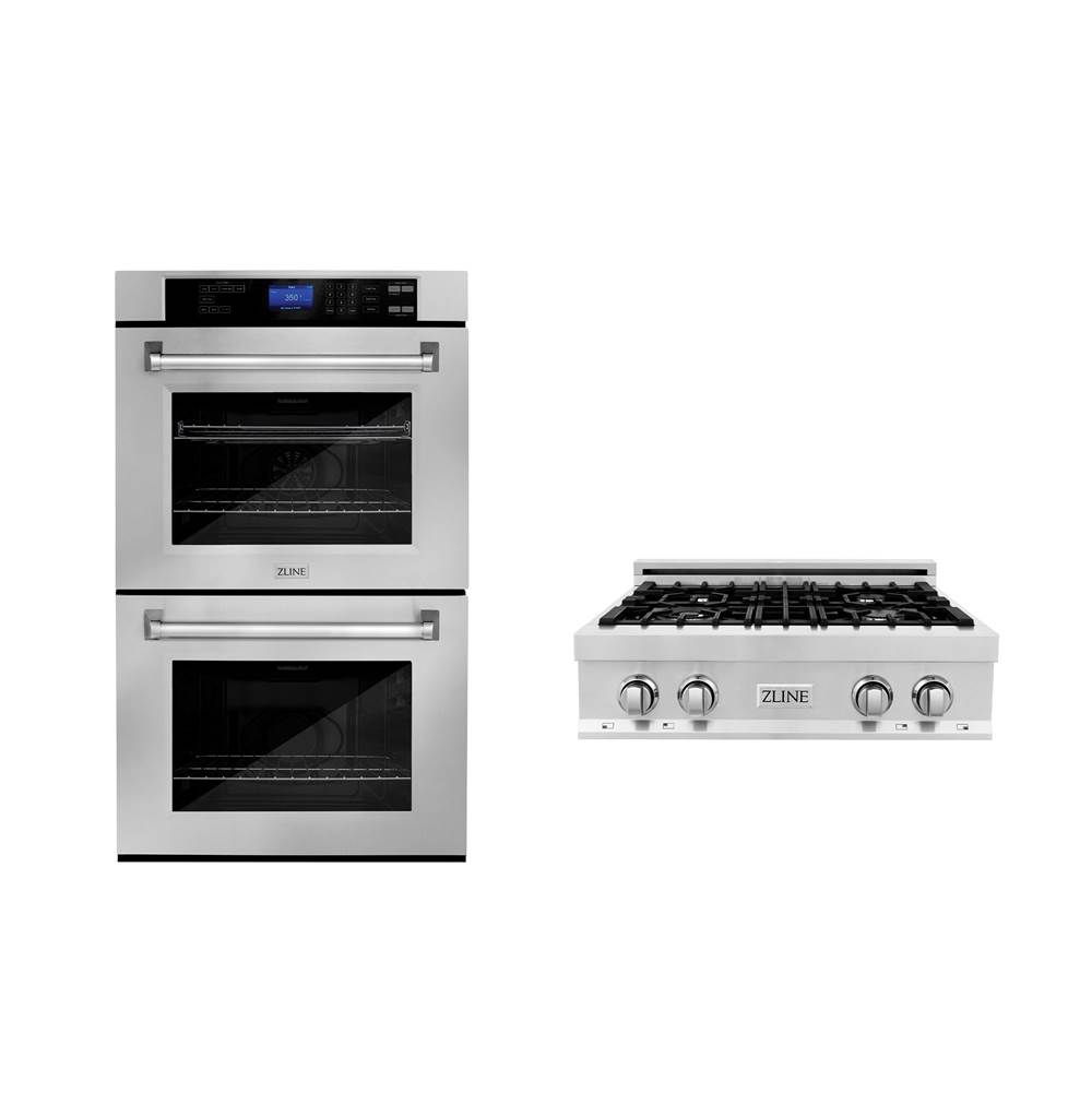 Z-Line Kitchen Package with 30'' Stainless Steel Rangetop and 30'' Double Wall Oven