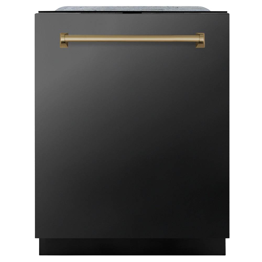 Z-Line Autograph Edition 24'' 3rd Rack Top Touch Control Tall Tub Dishwasher in Black Stainless Steel with Champagne Bronze Handle, 45dBa