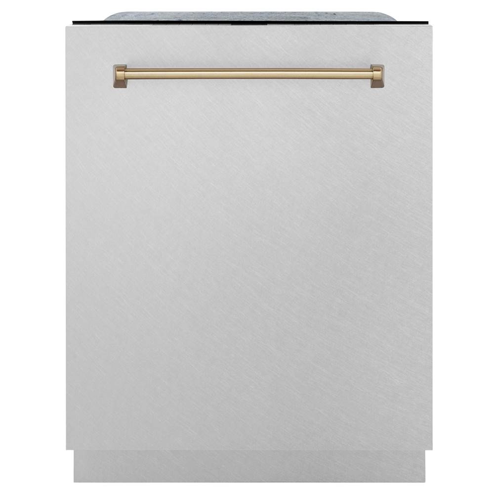 Z-Line Autograph Edition 24'' 3rd Rack Top Touch Control Tall Tub Dishwasher in DuraSnow Stainless Steel with Champagne Bronze Handle, 51dBa