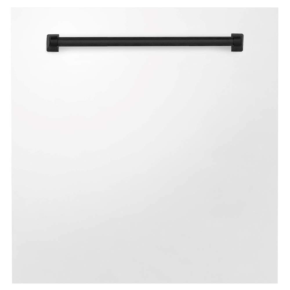Z-Line 24'' Autograph Edition Monument Dishwasher Panel in White Matte with Matte Black Handle