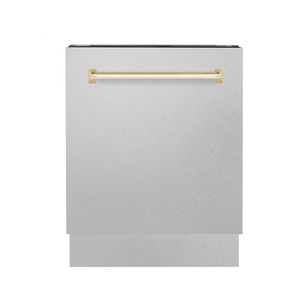 Z-Line Autograph Edition 24'' 3rd Rack Top Control Tall Tub Dishwasher in DuraSnow Stainless Steel with Gold Handle, 51dBa