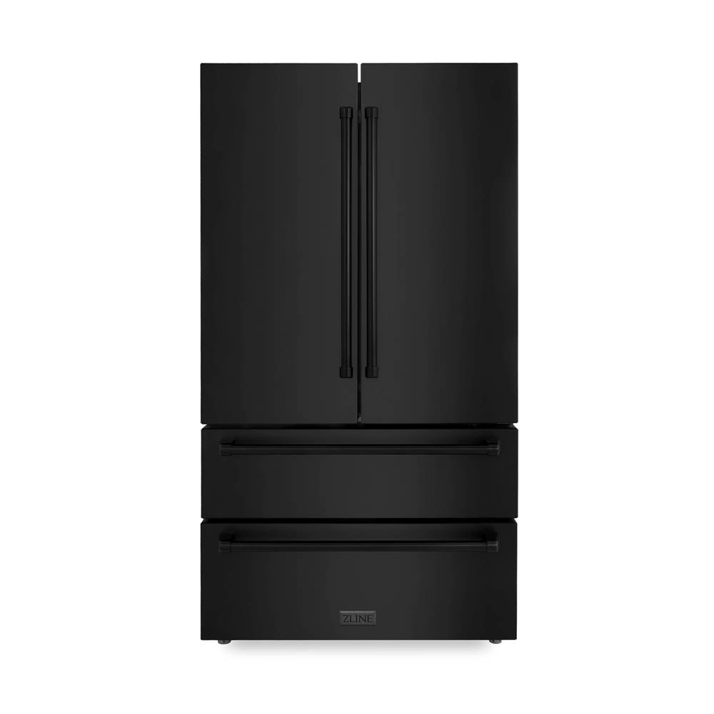 Z-Line 36'' 22.5 cu. ft Freestanding French Door Refrigerator with Ice Maker in Fingerprint Resistant Black Stainless Steel