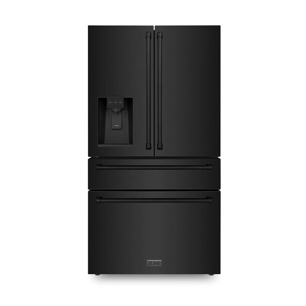 Z-Line 36'' 21.6 cu. ft Freestanding French Door Refrigerator with Water and Ice Dispenser in Fingerprint Resistant Black Stainless Steel