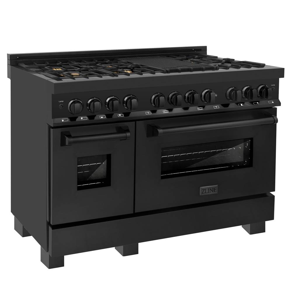 Z-Line 48'' Black Stainless 6.0 cu.ft. 7 Gas Burner/Electric Oven Range with Brass Burners