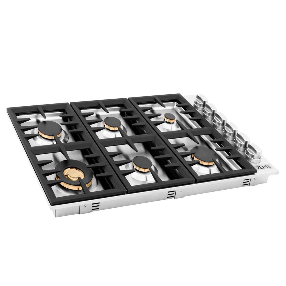 Z-Line 36'' Dropin Cooktop with 6 Gas Brass Burners