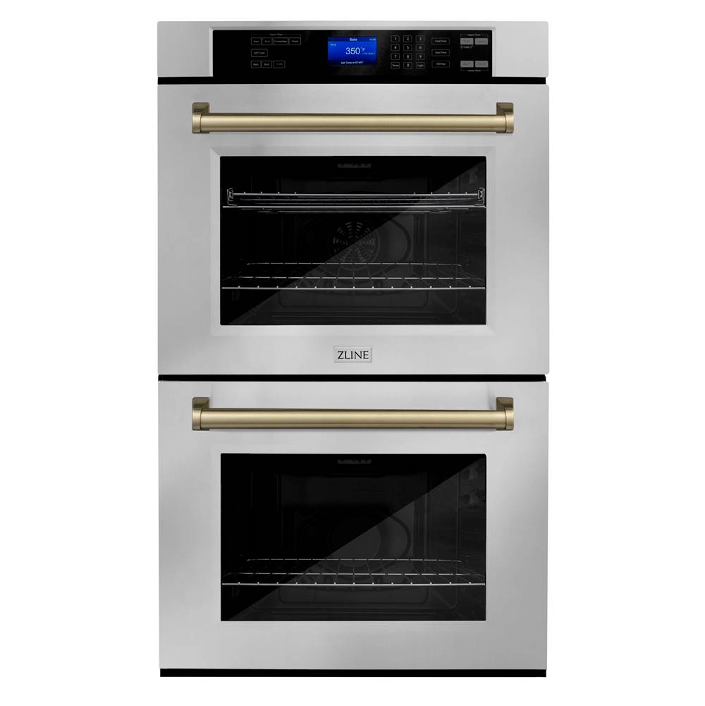 Z-Line 30'' Autograph Edition Double Wall Oven with Self Clean and True Conection in Stainless Steel and Champagne Bronze